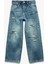 Pamuklu Yıpratma Detaylı Geniş Paça Denim Pantolon 1