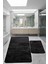 Siyah 80X150 ve 50X80 cm Büyük Ebat Banyo Halısı Paspası Seti Kaymaz Klozet Takımı 1