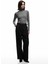 Slim Fit Fırfır Detaylı Dik Yaka Uzun Kollu Tişört 2