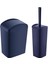 Lacivert Soft Çöp Kovası ve Wc Fırçası Takımı, Şık ve Kullanışlı Set 1