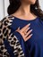 Kadın Uzun Leopar Kol Detaylı Lacivert Bluz 3