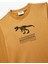 Dinozor Baskılı Uzun Kollu Bisiklet Yaka Pamuklu Tişört 3