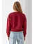 Kadın Bisiklet Yaka Kelebek Aksesuarlı 3ip Crop Sweatshirt Bordo - 2670 8