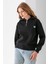 Kadın Yarım Fermuarlı Taşlı Kalp Nakışlı 3ip Sweatshirt Siyah - 2665 2