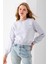 Kadın Bisiklet Yaka Kelebek Aksesuarlı 3ip Crop Sweatshirt Gri - 2670 2