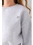Kadın Bisiklet Yaka Kelebek Aksesuarlı 3ip Crop Sweatshirt Gri - 2670 7