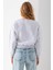 Kadın Bisiklet Yaka Kelebek Aksesuarlı 3ip Crop Sweatshirt Gri - 2670 8