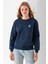 Kadın Bisiklet Yaka Taşlı Ayıcık Nakışlı 3ip Sweatshirt Lacivert - 2625 2