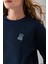 Kadın Bisiklet Yaka Taşlı Ayıcık Nakışlı 3ip Sweatshirt Lacivert - 2625 7