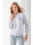 Kadın Bisiklet Yaka Taşlı Ayıcık Nakışlı 3ip Sweatshirt Gri - 2625 4