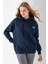 Kadın Kapüşonlu Taşlı Fiyonk Nakışlı 3ip Sweatshirt Lacivert - 2623 3