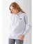 Kadın Kapüşonlu Taşlı Fiyonk Nakışlı 3ip Sweatshirt Gri - 2623 2