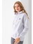Kadın Kapüşonlu Taşlı Fiyonk Nakışlı 3ip Sweatshirt Gri - 2623 4