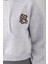 Kadın Kapüşonlu Ayıcık Nakışlı 3ip Crop Sweatshirt Gri - 2668 7