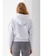 Kadın Kapüşonlu Ayıcık Nakışlı 3ip Crop Sweatshirt Gri - 2668 8