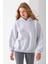 Kadın Kapüşonlu 3ip Basic Oversize Sweatshirt Gri - 2672 1