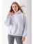 Kadın Kapüşonlu 3ip Basic Oversize Sweatshirt Gri - 2672 2