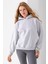 Kadın Kapüşonlu 3ip Basic Oversize Sweatshirt Gri - 2672 4