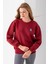 Kadın Bisiklet Yaka Taşlı Ayıcık Nakışlı 3ip Sweatshirt Bordo - 2625 1