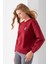 Kadın Bisiklet Yaka Taşlı Ayıcık Nakışlı 3ip Sweatshirt Bordo - 2625 2