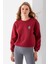 Kadın Bisiklet Yaka Taşlı Ayıcık Nakışlı 3ip Sweatshirt Bordo - 2625 3