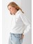 Kadın Kapüşonlu Fashion Aksesuarlı 3ip Crop Sweatshirt Beyaz - 2667 2