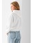 Kadın Kapüşonlu Fashion Aksesuarlı 3ip Crop Sweatshirt Beyaz - 2667 8
