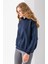 Kadın Kapüşonlu 3ip Basic Oversize Sweatshirt Lacivert - 2672 4