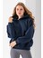 Kadın Kapüşonlu 3ip Basic Oversize Sweatshirt Lacivert - 2672 5