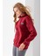 Kadın Kapüşonlu Taşlı Fiyonk Nakışlı 3ip Sweatshirt Bordo - 2623 2