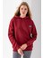 Kadın Kapüşonlu Taşlı Fiyonk Nakışlı 3ip Sweatshirt Bordo - 2623 4