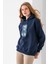 Kadın Kapüşonlu Kot Ayıcık Nakışlı 3ip Sweatshirt Lacivert - 2621 6