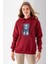 Kadın Kapüşonlu Kot Ayıcık Nakışlı 3ip Sweatshirt Bordo - 2621 5