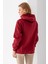 Kadın Kapüşonlu Kot Ayıcık Nakışlı 3ip Sweatshirt Bordo - 2621 8