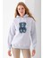 Kadın Kapüşonlu Kot Ayıcık Nakışlı 3ip Sweatshirt Gri - 2621 3