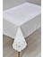 Beyaz Dantel Görünümlü Silinebilir Pvc Masa Örtüsü Zincirli 2