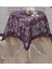 Mor Renkli Güllü Desenli Örme Fiskos Örtüsü, Şık ve Zarif Dekoratif Seçim. 1