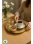 Altın Renk 25CM Yuvarlak Metal Çay ve Kahve Sunum Tabağı, Servis Tepsisi 3