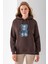 Kadın Kapüşonlu Kot Ayıcık Nakışlı 3ip Sweatshirt Kahverengi - 2621 2