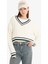 Coool Regular Fit V Yaka Saç Örgülü Triko Kazak C7321AX25WN 3