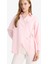 Regular Fit Gömlek Yaka Önden Bağlamalı Poplin Uzun Kollu Gömlek Tunik F8347AX25AU 1