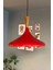 45 cm Kırmızı Büyük Huni Ahşap Avize Tekli Sarkıt Salon Mutfak Hayalinizdeki Aydınlatma 2