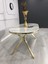 Mutfak Salon Yemek Masa Sandalye Takımı 90X170 Lak Panel Beyaz Mermer Desen Gold Ayak Masa 3