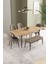 Ikon Meşe Desen 80X132 Açılabilir Mdf Masa Yemek Odası Takımı, Mutfak Takımı 4 Sandalye, 1 Bench 2