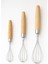 3'lü Ahşap Sap Çırpıcı Seti, Lüks Çelik Yumurtalı ve Soslu Karıştırıcılar 1