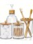 4 Parça Bambu Banyo Aksesuarları Seti - Rustik Boho Dekor, Sabunluk, Diş Fırçası Tutucu, 2 Pamuklu Çubuk Tutucu Kavanoz (Yurt Dışından) 4