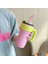 860ML Paslanmaz Çelik Termo Kupa Samanlı Büyük Kapasiteli Kahve Kupası Soğuk ve Isı Termal Kupa Açık Hava Spor Vakum Şişesi Kapasite: 860ML/RENK: Pembe (Yurt Dışından) 1