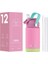 Çocuk Moda Macaron Su Kupası Termos Kupası Tutlu Taşınabilir Anti-Drop Silikon Kapak Su Kupası Kapasite: 360ML/RENK: Pembe (Yurt Dışından) 1