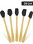 Uzun 26 cm Siyah Bambu Silikon Spatula Seti, 5'li. Dayanıklı ve Şık Mutfak Aleti. 1