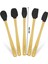 Uzun 26 cm Siyah Bambu Silikon Spatula Seti, 5'li. Dayanıklı ve Şık Mutfak Aleti. 5